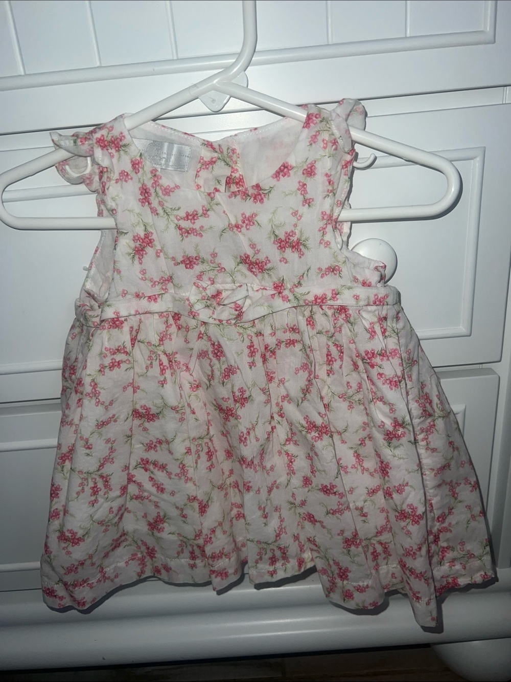 BabyCottons White pink flower Dress with Pink Floral Print new